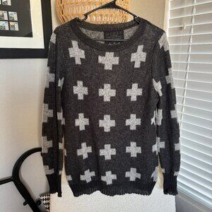 Press Mohair Tissue Dark Grey Swiss Cross Sweater - Womens M